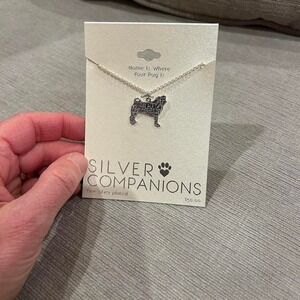 NWT Silver companions Silver plated Pug Necklace Silver pug necklace